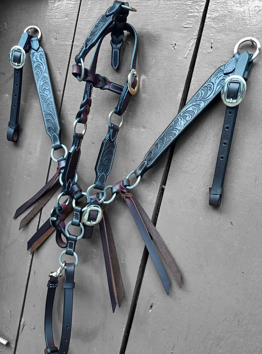 Tooled Leather Ring Breastcollar Set