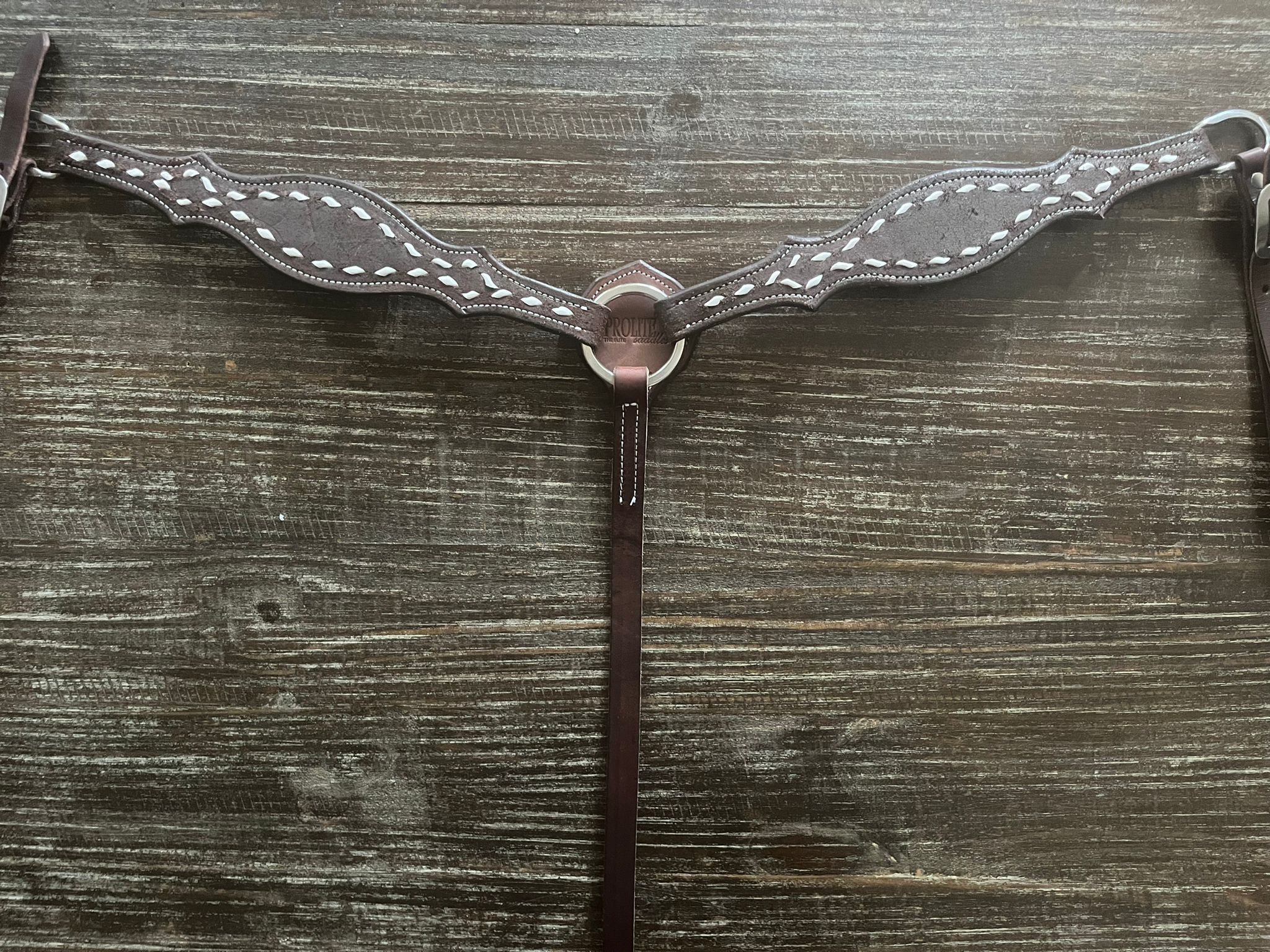 Dark Leather Buckstitch Breastcollar